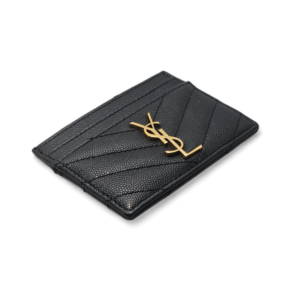 Saint Laurent YSL Monogram Leather Cardholder Wallet in Black $325 - Picture 3 of 9